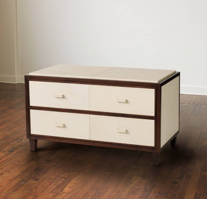 Picture of 2-DRAWER OAK AND VELLUM LOW CONSOLE