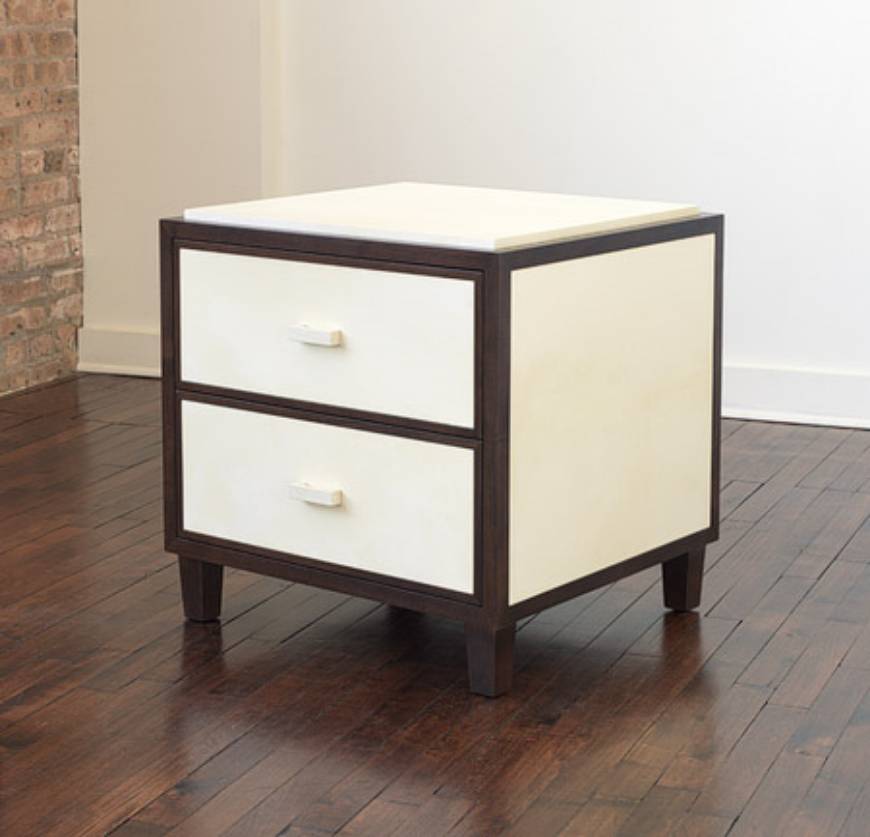 Picture of 2-DRAWER OAK AND VELLUM NIGHTSTAND