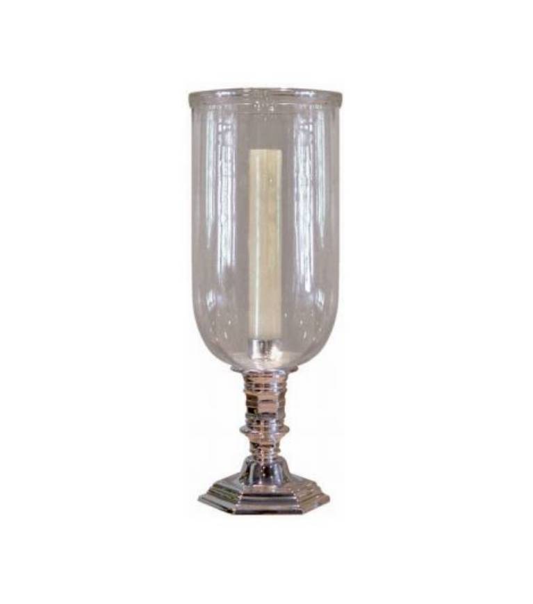 Picture of SMALL SILVER CANDLESTICK WITH GLASS HURRICANE