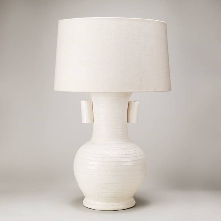 Picture of ASWAN CERAMIC VASE TABLE LAMP, IVORY