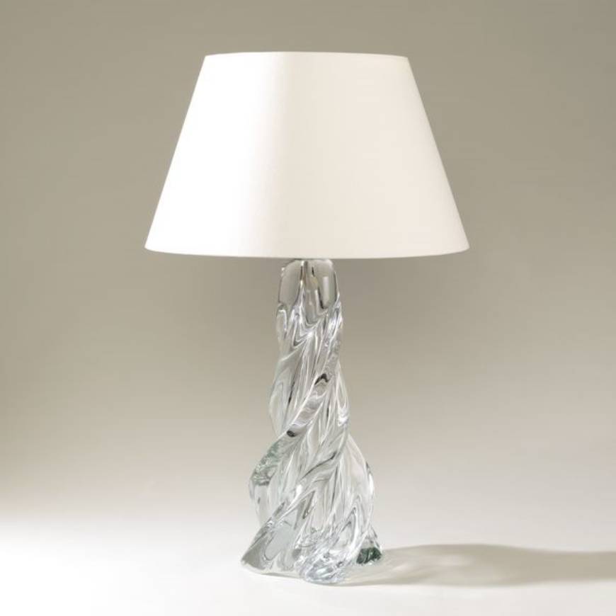 Picture of BIARRITZ GLASS COLUMN TABLE LAMP, NICKEL .
