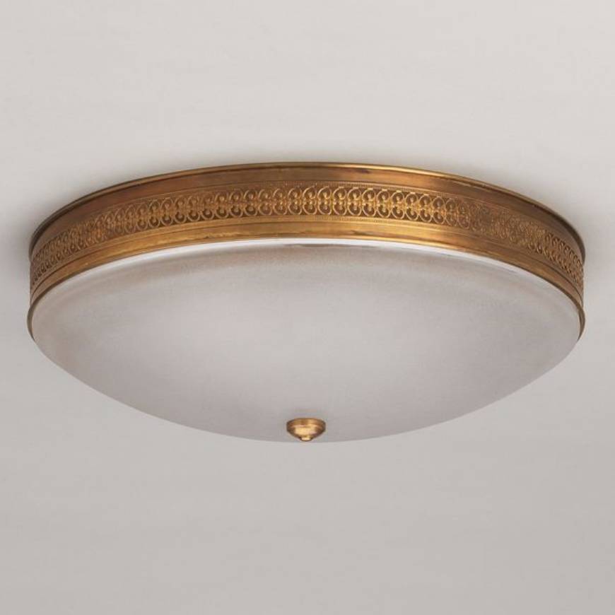 Picture of FROGMORE  FLUSH MOUNT, BRASS, PLAIN FROSTED GLASS, 2 LIGHTS