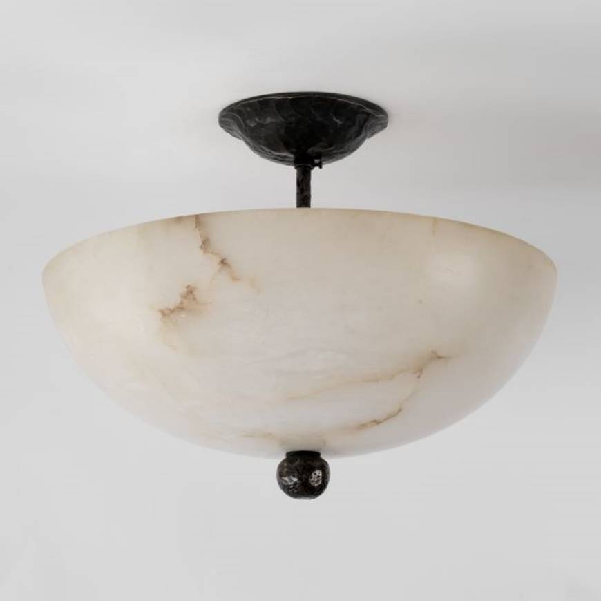 Picture of GALLOWAY ALABASTER SEMI-FLUSH, IVORY, BRONZE, 2 LIGHTS