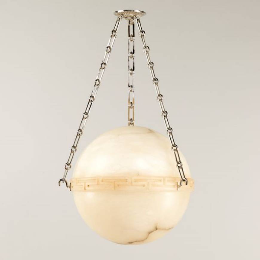 Picture of GREENWICH ALABASTER GLOBE LIGHT, IVORY, NICKEL, 1 LIGHT