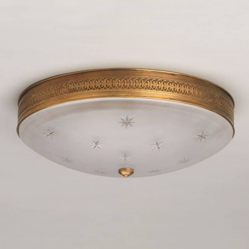 Picture of FROGMORE FLUSH MOUNT, BRASS, STAR FROSTED GLASS, 2 LIGHTS