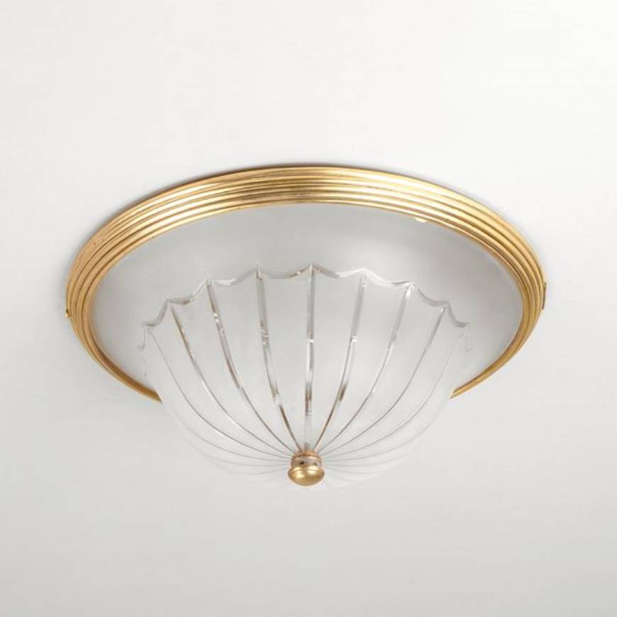 Picture of BRIGHTON FLUSH MOUNT, BRASS, FROSTED GLASS, 2 LIGHTS