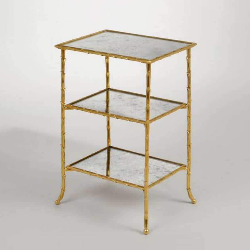 Picture of BELGRAVE RECTANGULAR ETAGERE, 3-TIERS, BRASS AND ANTIQUED MI