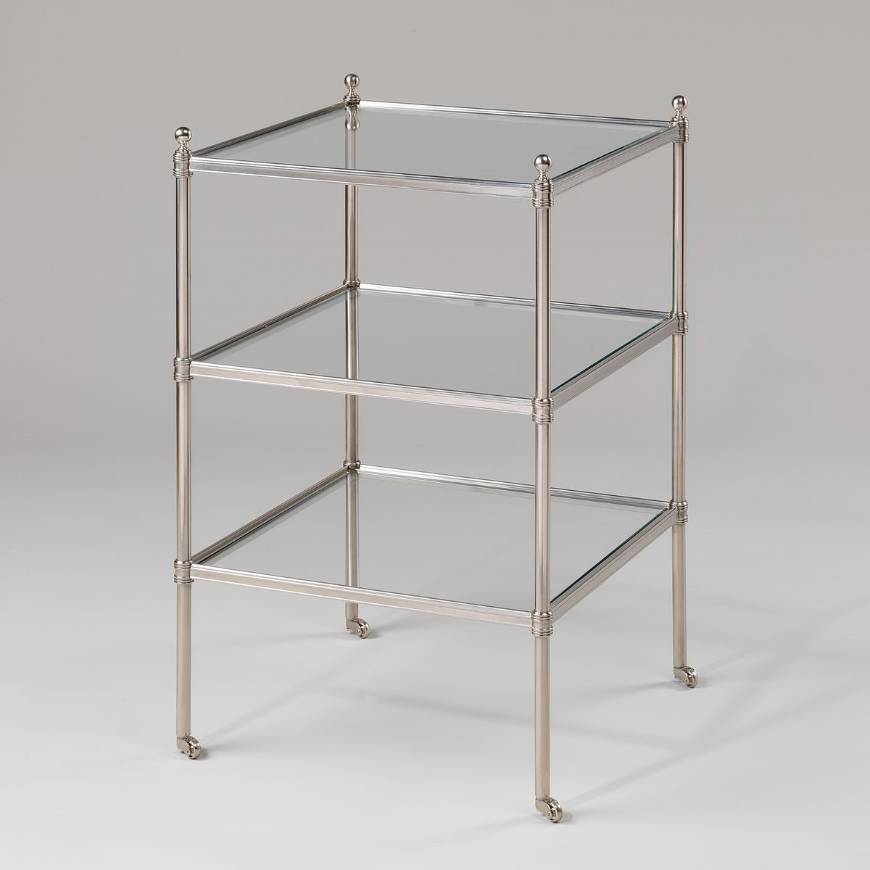 Picture of CAMDEN SQUARE ETAGERE TABLE, 3 TIERS, NICKEL & GLASS