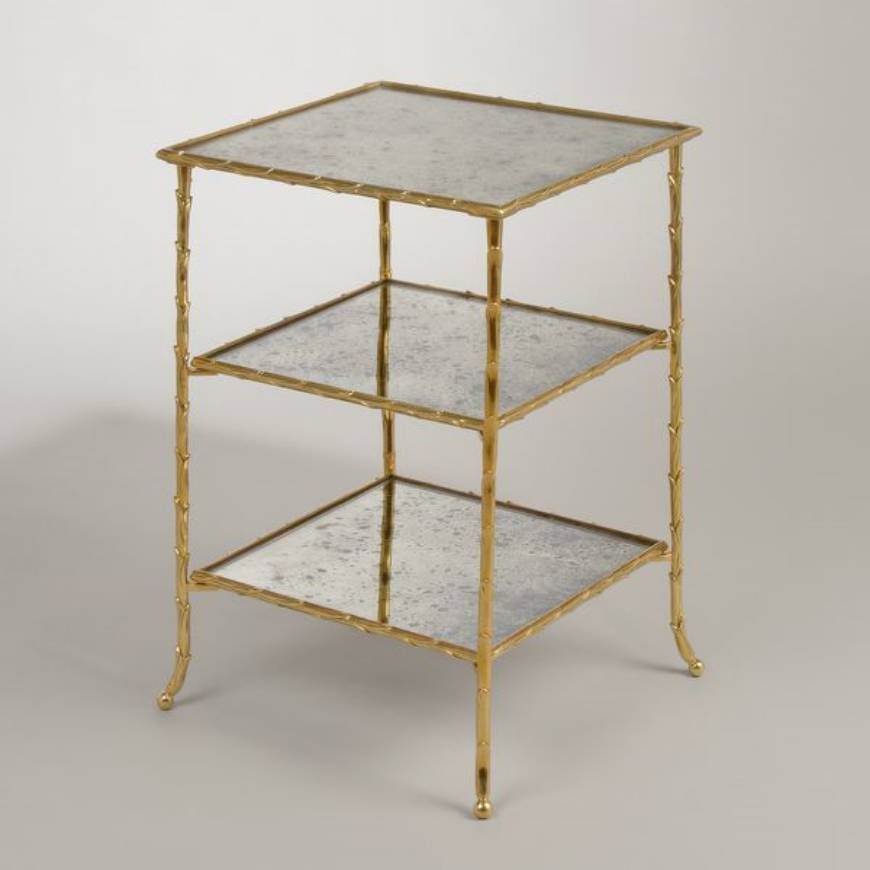 Picture of BELGRAVE SQUARE ETAGERE, 3-TIERS, BRASS AND ANTIQUED MIRROR