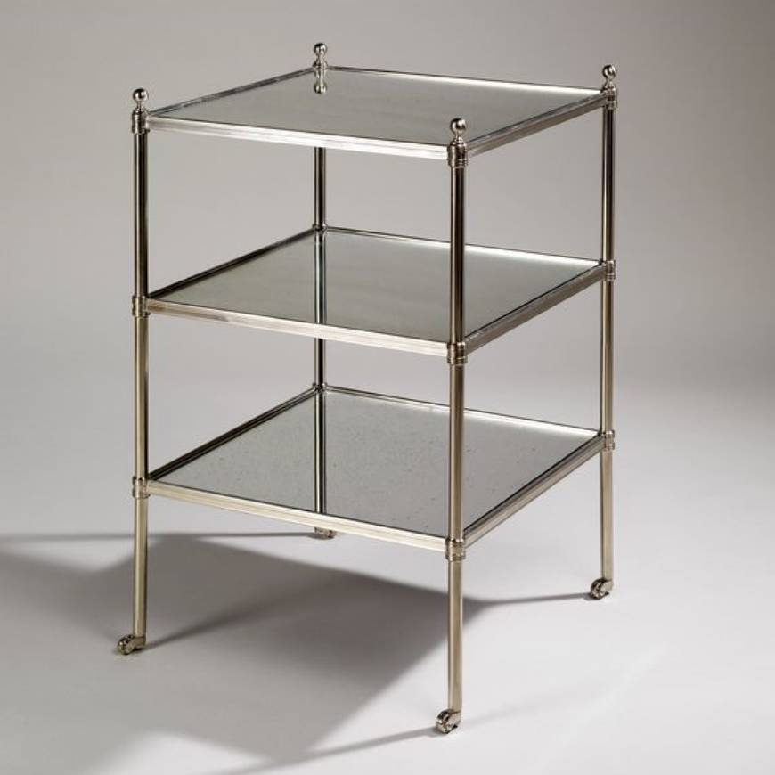 Picture of CAMDEN SQUARE ETAGERE TABLE, MIRROR, 3 TIERS, NICKEL